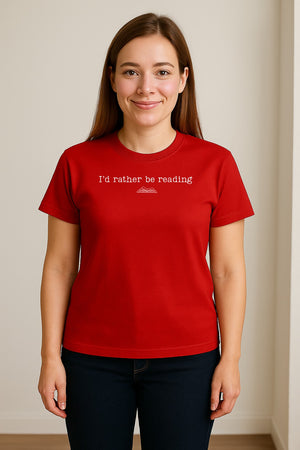 Bookworm T-Shirt, I'd Rather Be Reading Graphic Tee for Librarians, Book Club Members and Introverts