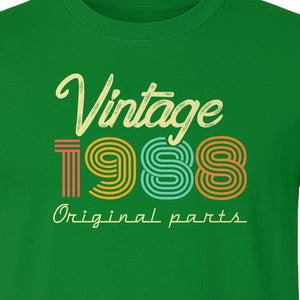 Vintage 1988 Birthday T-Shirt, Original Parts Retro Birth Year Gift for Men and Women