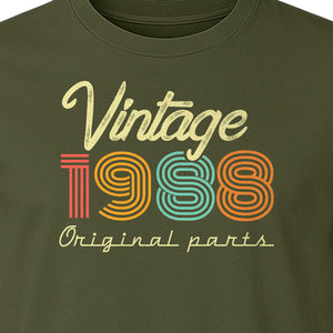 Vintage 1988 Birthday T-Shirt, Original Parts Retro Birth Year Gift for Men and Women