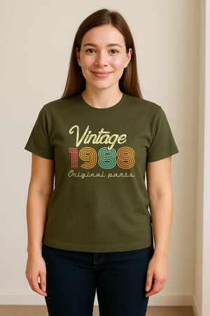 Vintage 1988 Birthday T-Shirt, Original Parts Retro Birth Year Gift for Men and Women