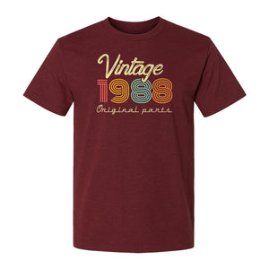 Vintage 1988 Birthday T-Shirt, Original Parts Retro Birth Year Gift for Men and Women