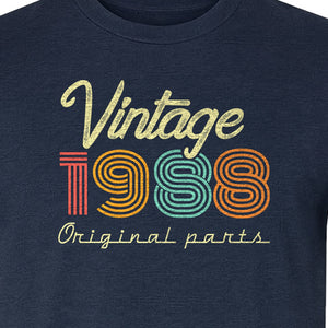 Vintage 1988 Birthday T-Shirt, Original Parts Retro Birth Year Gift for Men and Women