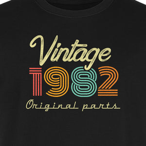 1982 Birthday T-Shirt, Vintage Original Parts Retro Year Graphic for Adult Milestone Celebrations