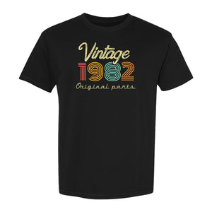 1982 Birthday T-Shirt, Vintage Original Parts Retro Year Graphic for Adult Milestone Celebrations
