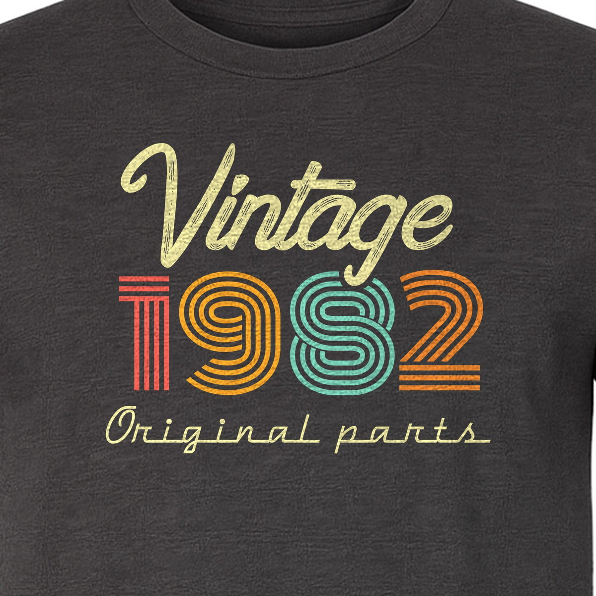 1982 Birthday T-Shirt, Vintage Original Parts Retro Year Graphic for Adult Milestone Celebrations