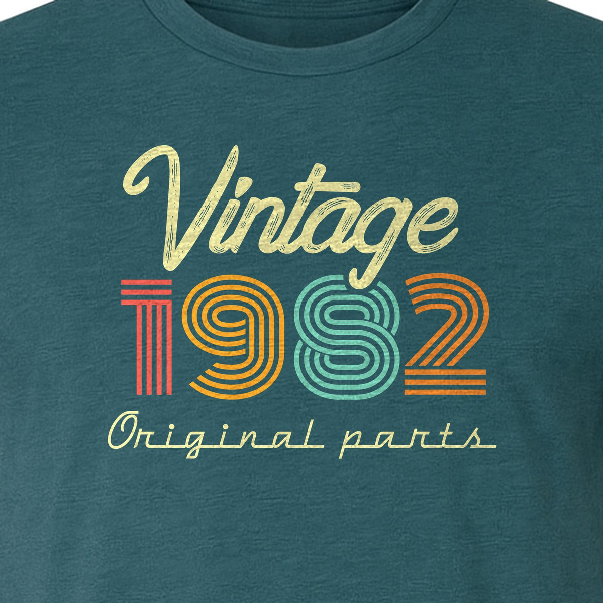 1982 Birthday T-Shirt, Vintage Original Parts Retro Year Graphic for Adult Milestone Celebrations