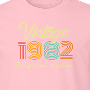1982 Birthday T-Shirt, Vintage Original Parts Retro Year Graphic for Adult Milestone Celebrations