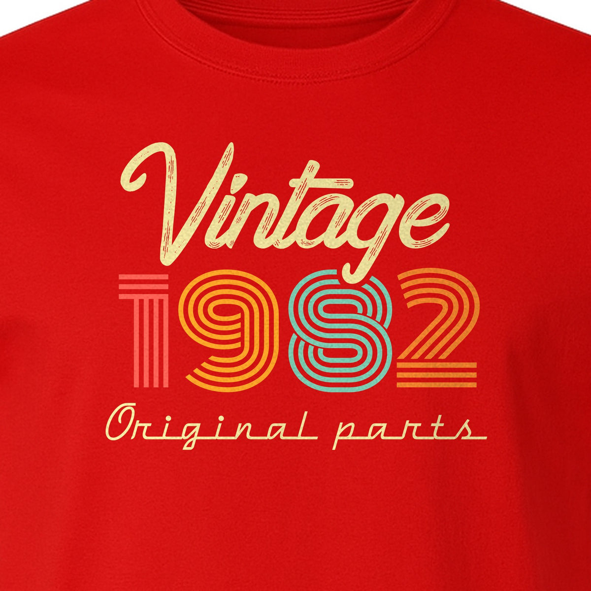 1982 Birthday T-Shirt, Vintage Original Parts Retro Year Graphic for Adult Milestone Celebrations