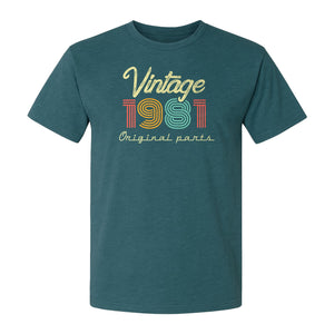 Vintage 1981 T-Shirt, Original Parts Retro Birthday Gift for Men and Women