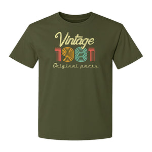 Vintage 1981 T-Shirt, Original Parts Retro Birthday Gift for Men and Women