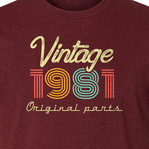 Vintage 1981 T-Shirt, Original Parts Retro Birthday Gift for Men and Women