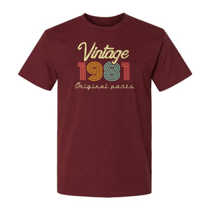 Vintage 1981 T-Shirt, Original Parts Retro Birthday Gift for Men and Women