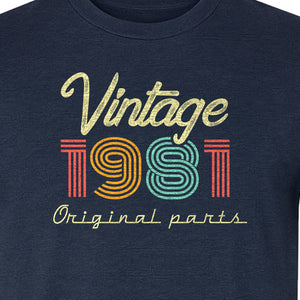 Vintage 1981 T-Shirt, Original Parts Retro Birthday Gift for Men and Women