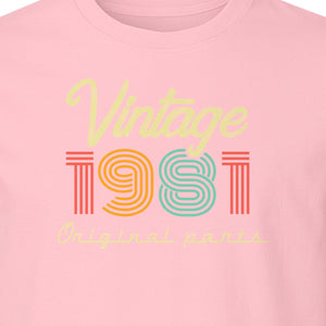 Vintage 1981 T-Shirt, Original Parts Retro Birthday Gift for Men and Women