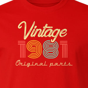 Vintage 1981 T-Shirt, Original Parts Retro Birthday Gift for Men and Women