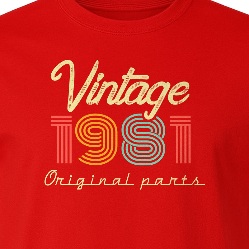 Vintage 1981 T-Shirt, Original Parts Retro Birthday Gift for Men and Women
