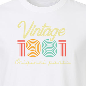 Vintage 1981 T-Shirt, Original Parts Retro Birthday Gift for Men and Women