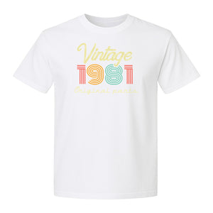 Vintage 1981 T-Shirt, Original Parts Retro Birthday Gift for Men and Women