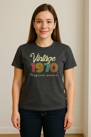 1970 Birthday T-Shirt, Vintage Original Parts Retro Birth Year Gift for Men and Women