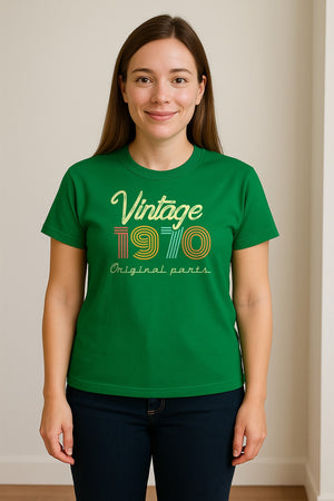 1970 Birthday T-Shirt, Vintage Original Parts Retro Birth Year Gift for Men and Women