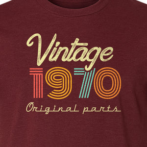 1970 Birthday T-Shirt, Vintage Original Parts Retro Birth Year Gift for Men and Women