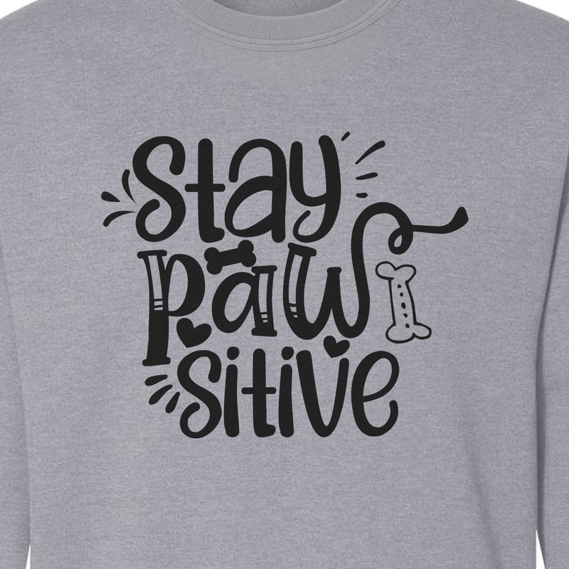 Stay Pawsitive Dog Lover Sweatshirt, Paw Print Graphic for Pet Parents and Puppy Fans