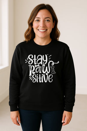 Stay Pawsitive Dog Lover Sweatshirt, Paw Print Graphic for Pet Parents and Puppy Fans