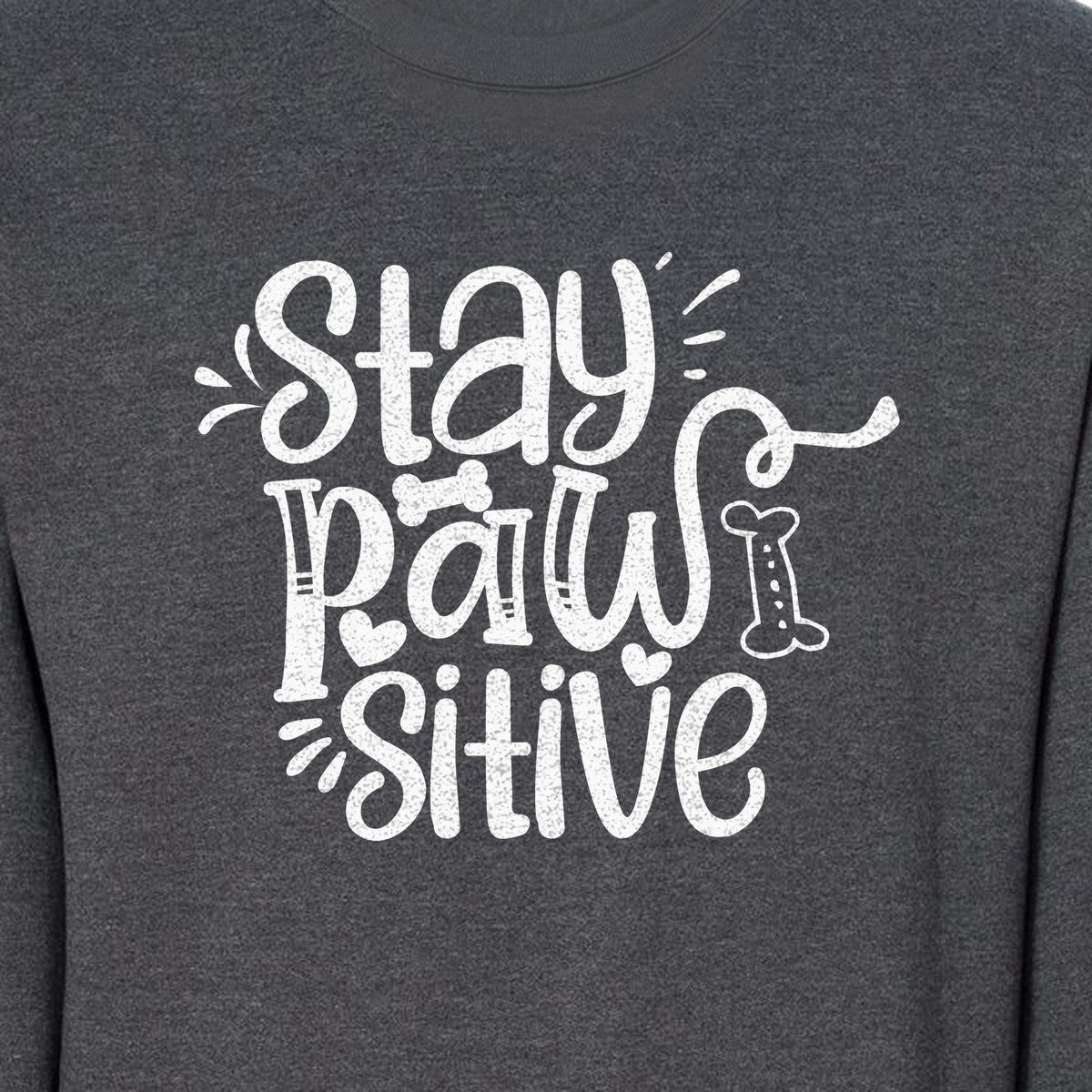 Stay Pawsitive Dog Lover Sweatshirt, Paw Print Graphic for Pet Parents and Puppy Fans