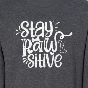 Stay Pawsitive Dog Lover Sweatshirt, Paw Print Graphic for Pet Parents and Puppy Fans