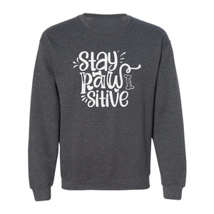Stay Pawsitive Dog Lover Sweatshirt, Paw Print Graphic for Pet Parents and Puppy Fans
