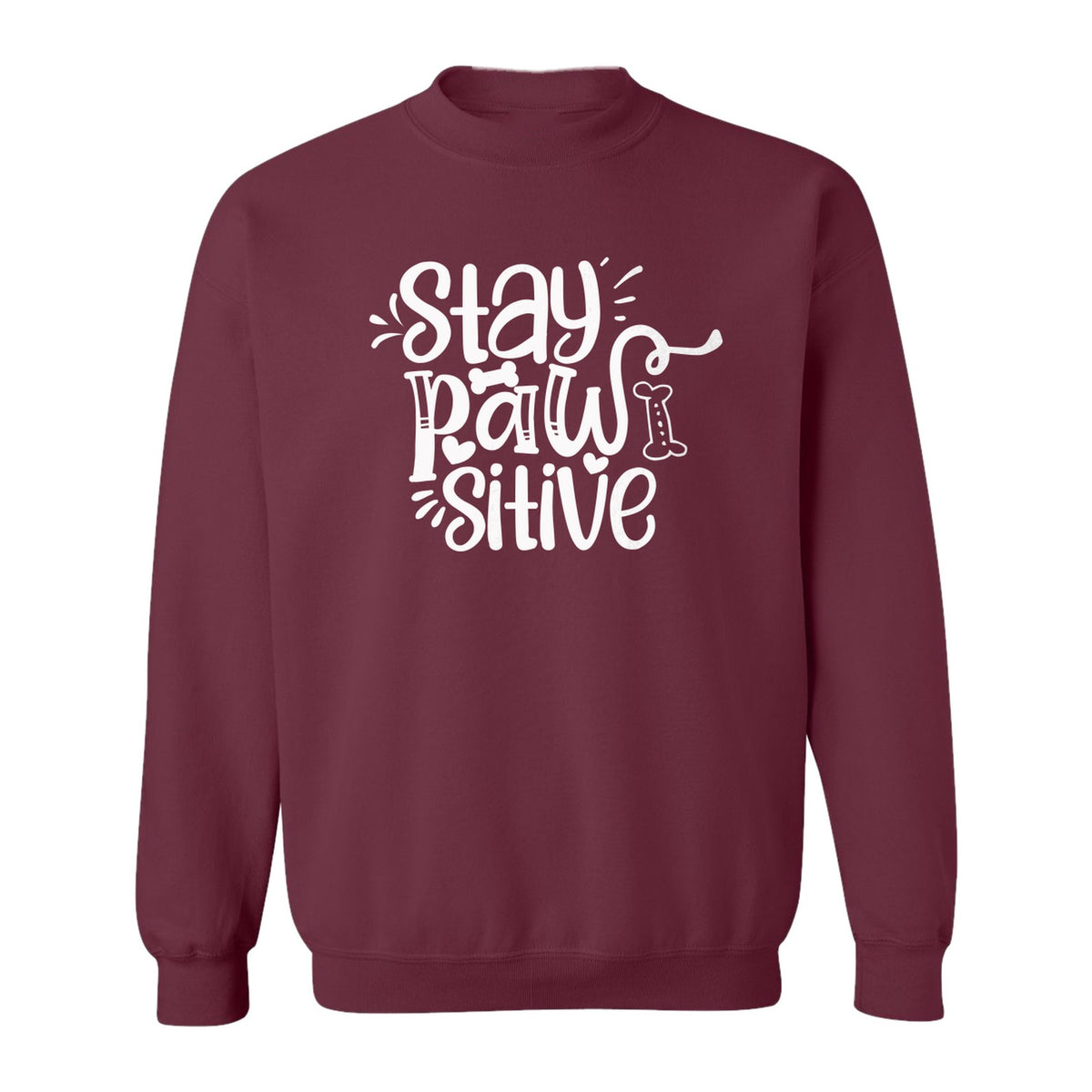 Stay Pawsitive Dog Lover Sweatshirt, Paw Print Graphic for Pet Parents and Puppy Fans