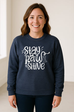 Stay Pawsitive Dog Lover Sweatshirt, Paw Print Graphic for Pet Parents and Puppy Fans