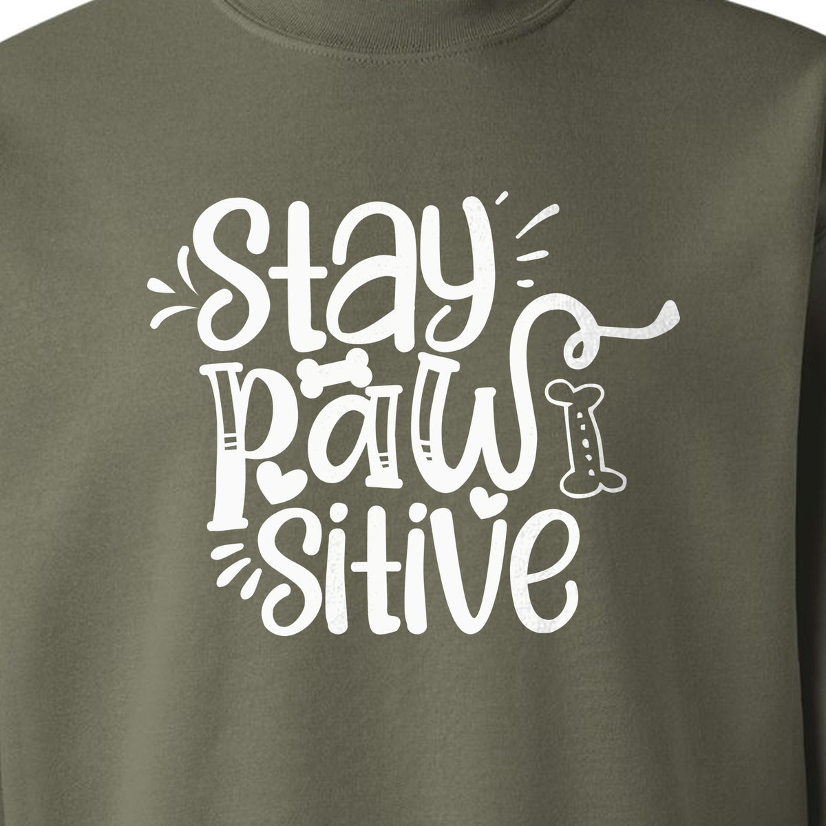 Stay Pawsitive Dog Lover Sweatshirt, Paw Print Graphic for Pet Parents and Puppy Fans