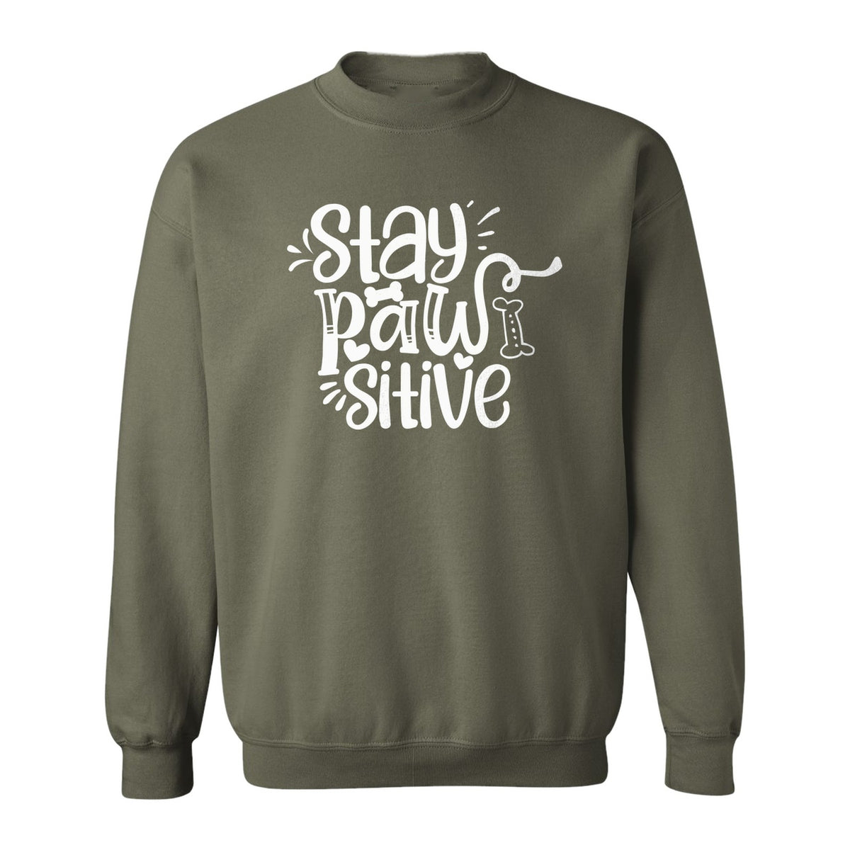 Stay Pawsitive Dog Lover Sweatshirt, Paw Print Graphic for Pet Parents and Puppy Fans