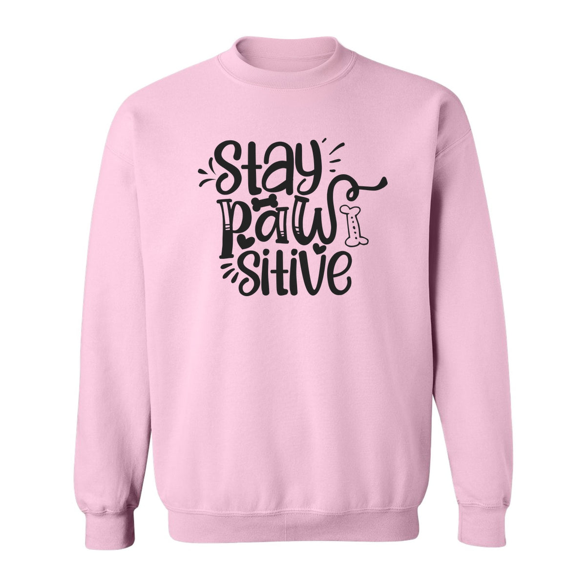 Stay Pawsitive Dog Lover Sweatshirt, Paw Print Graphic for Pet Parents and Puppy Fans