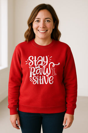 Stay Pawsitive Dog Lover Sweatshirt, Paw Print Graphic for Pet Parents and Puppy Fans