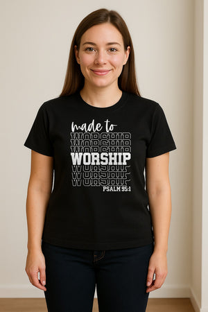 Christian T-Shirt, Made to Worship Psalm 95:1 Scripture Design for Church and Prayer