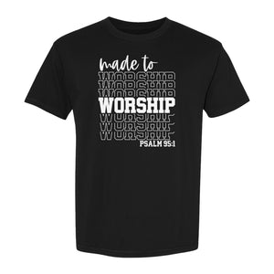 Christian T-Shirt, Made to Worship Psalm 95:1 Scripture Design for Church and Prayer