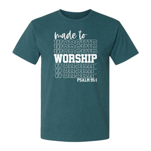 Christian T-Shirt, Made to Worship Psalm 95:1 Scripture Design for Church and Prayer