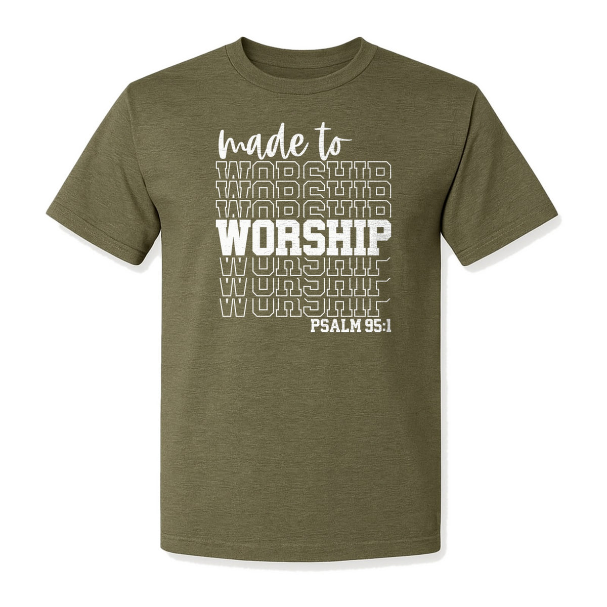 Christian T-Shirt, Made to Worship Psalm 95:1 Scripture Design for Church and Prayer