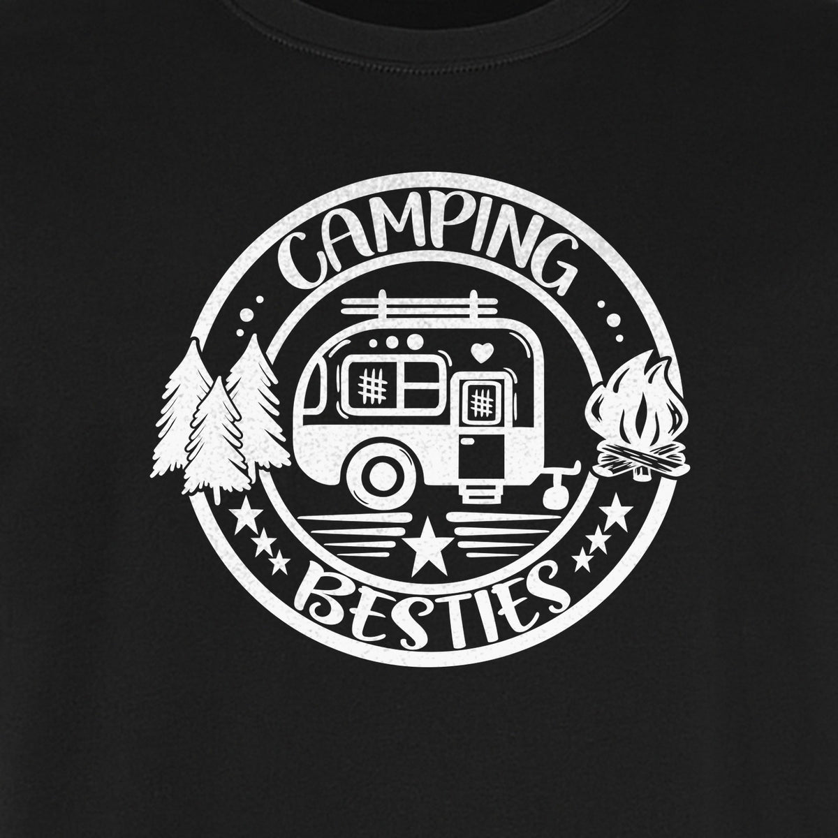 Camping Besties T-Shirt, Retro Camper Badge Design for Friends and Outdoor Adventure Trips