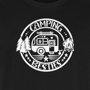 Camping Besties T-Shirt, Retro Camper Badge Design for Friends and Outdoor Adventure Trips