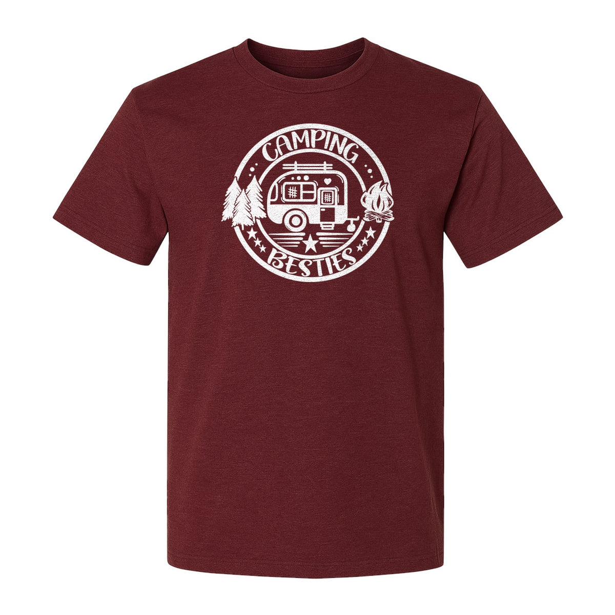 Camping Besties T-Shirt, Retro Camper Badge Design for Friends and Outdoor Adventure Trips