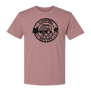 Camping Besties T-Shirt, Retro Camper Badge Design for Friends and Outdoor Adventure Trips