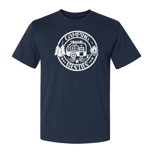 Camping Besties T-Shirt, Retro Camper Badge Design for Friends and Outdoor Adventure Trips