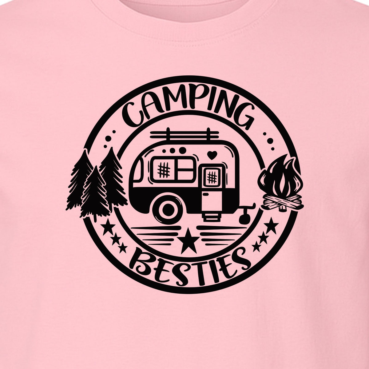 Camping Besties T-Shirt, Retro Camper Badge Design for Friends and Outdoor Adventure Trips