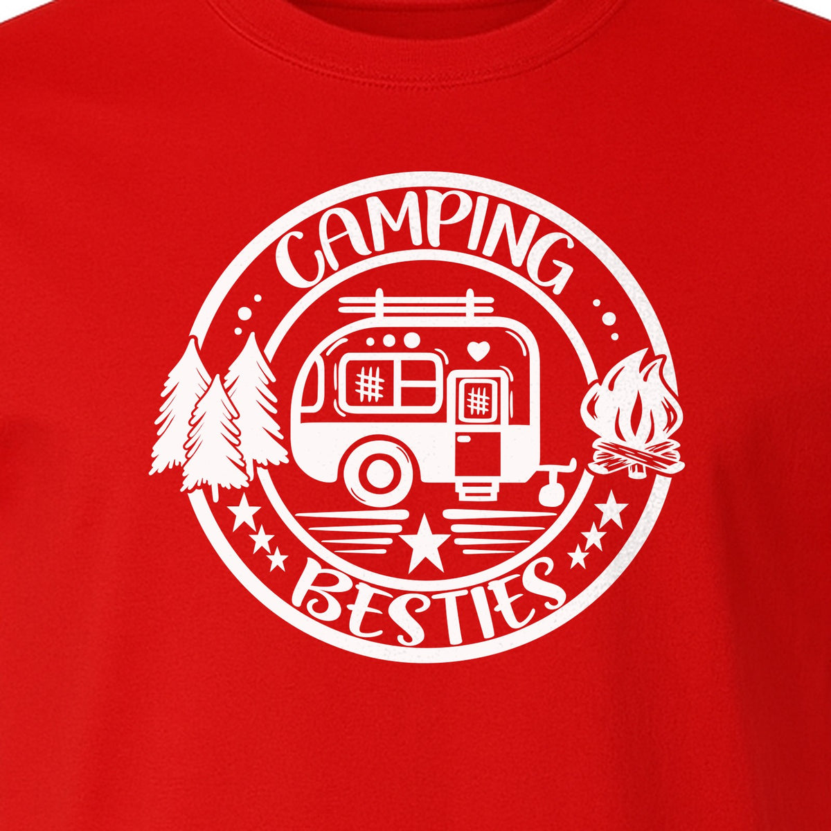Camping Besties T-Shirt, Retro Camper Badge Design for Friends and Outdoor Adventure Trips