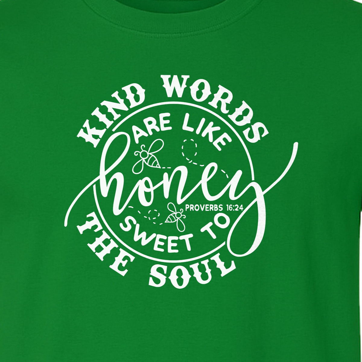 Kind Words Are Like Honey T-Shirt, Proverbs 16:24 Christian Faith Quote Gift for Women
