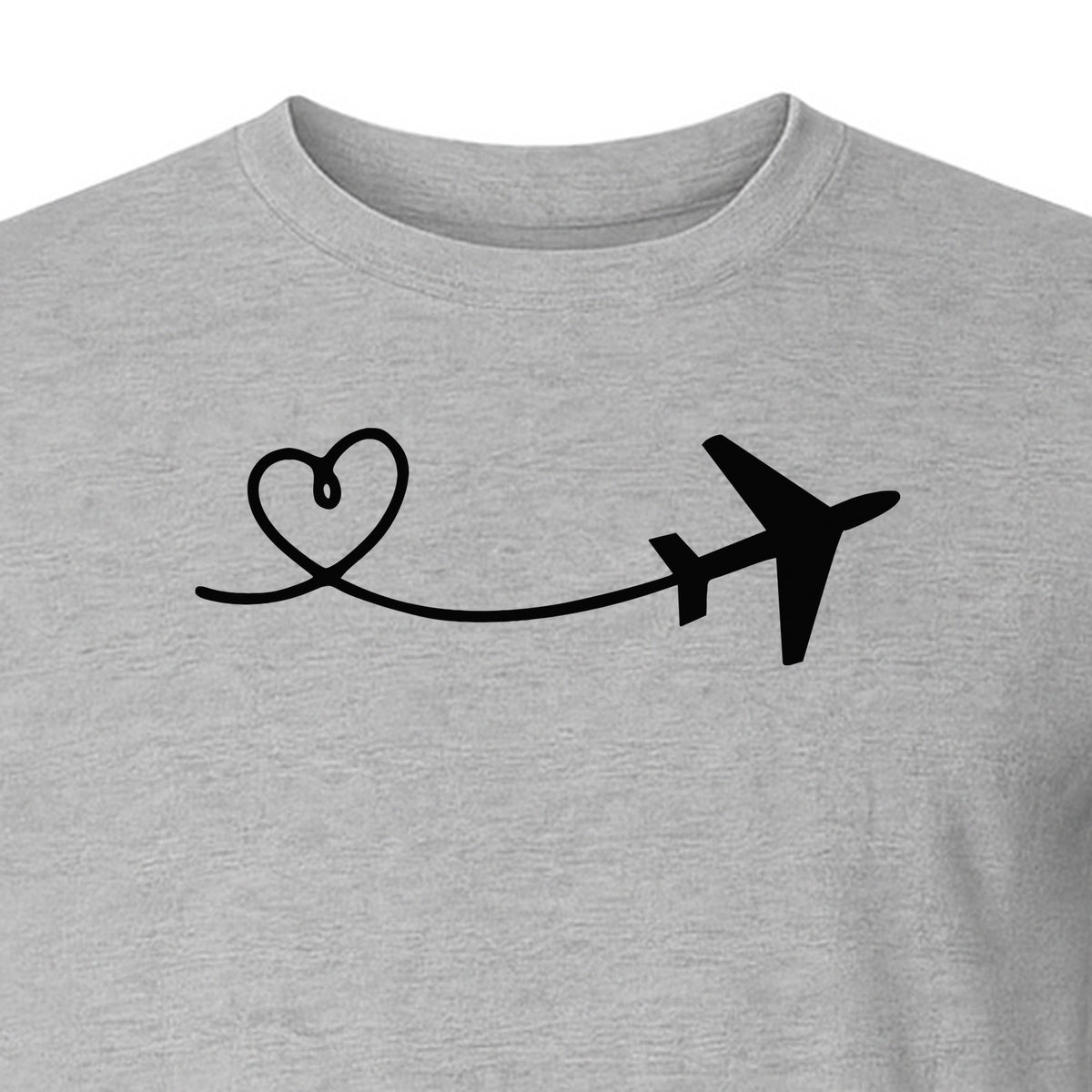 Airplane Heart T-Shirt, Minimal Flight Path Graphic for Aviators and Travel Lovers