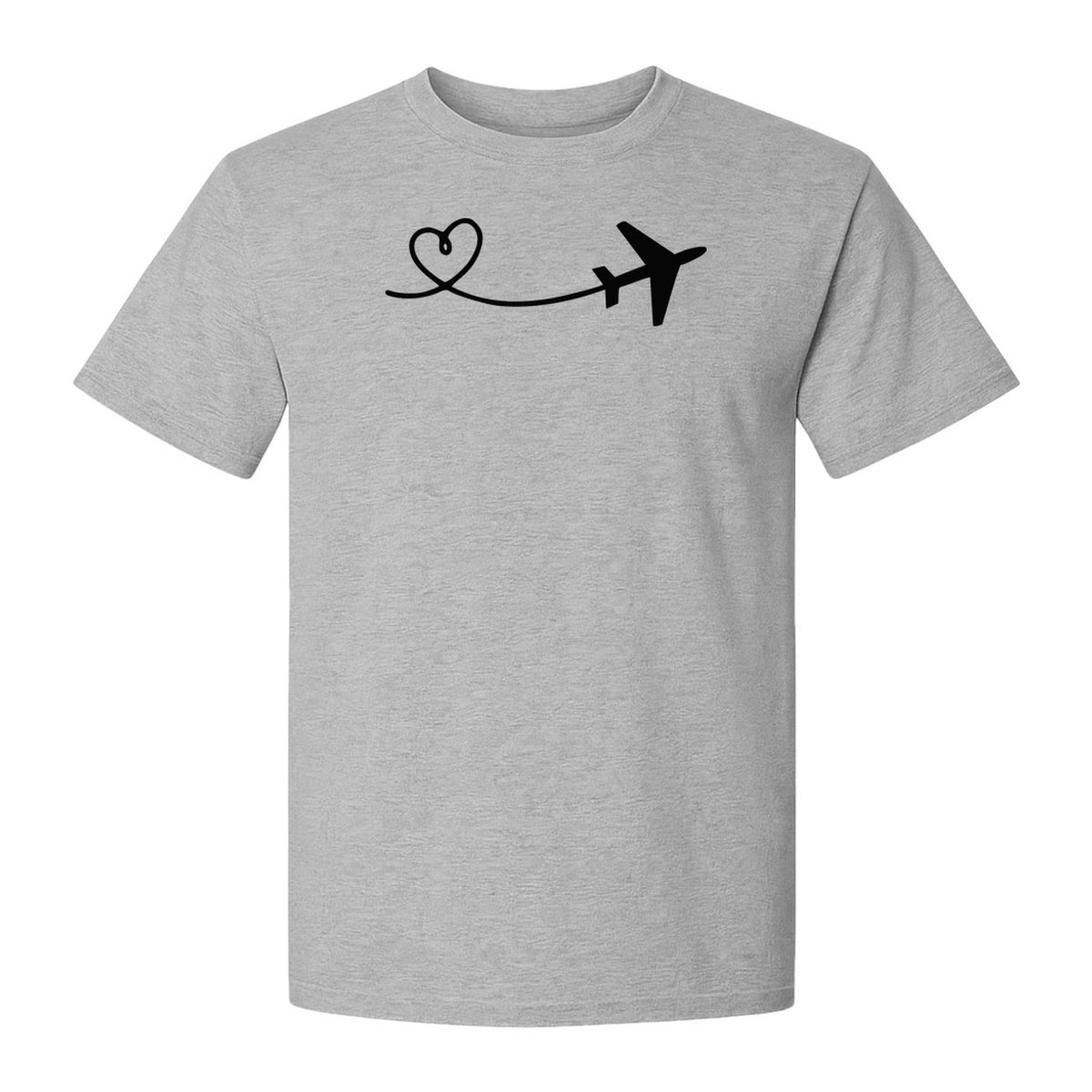Airplane Heart T-Shirt, Minimal Flight Path Graphic for Aviators and Travel Lovers